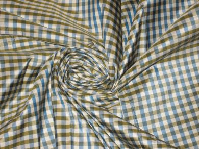 SILK TAFFETA FABRIC Navy blue,green and white colour plaid 54&quot; wide TAFC1[5]