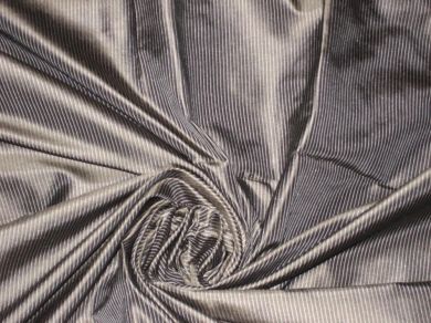 SILK TAFFETA FABRIC dark cocoa with white pin stripes 54&quot; wide