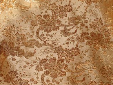 Silk Brocade Fabric Brown &amp; Gold Color ~Width 44