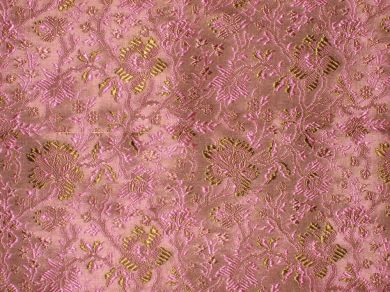 Silk Brocade Fabric Candy Pink &amp; Green Color~Width 44 BRO7[6]