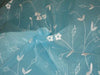 100 % Cotton organdy fabric embroidered Sky Blue colour w/white machine embroidered 44" wide[970]