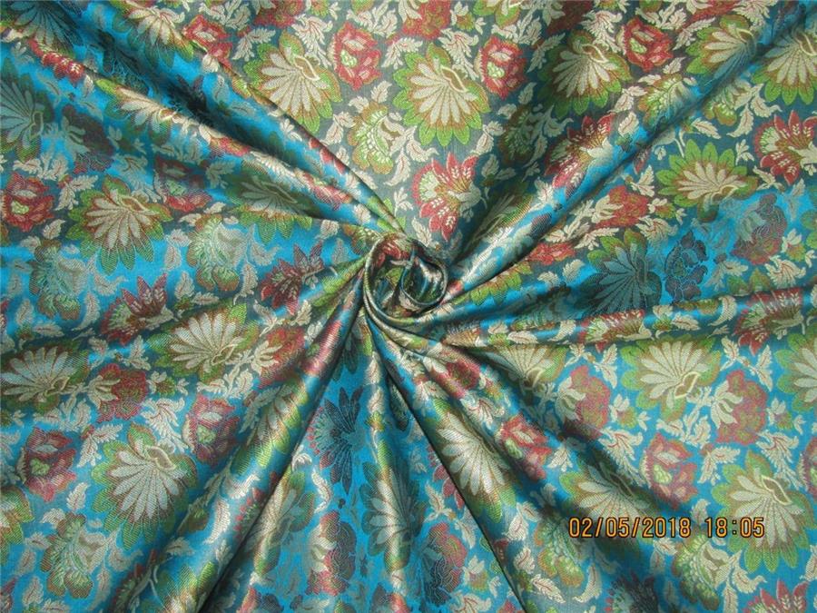 Silk Brocade fabric blue, green 44&quot;