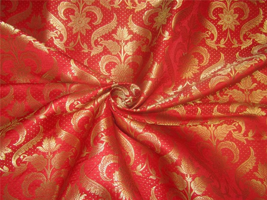 Brocade fabric red x metallic gold 44&quot;BRO594[1]