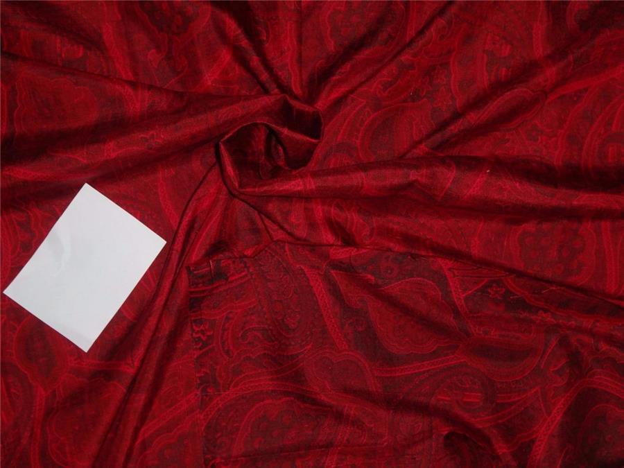 100% pure silk dupionfabric print red x black colour 54&quot; wide DUP PRINT # 36[6]
