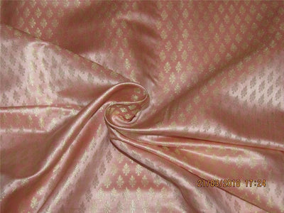 Silk Brocade fabric rose pink x metallic gold 44&quot;