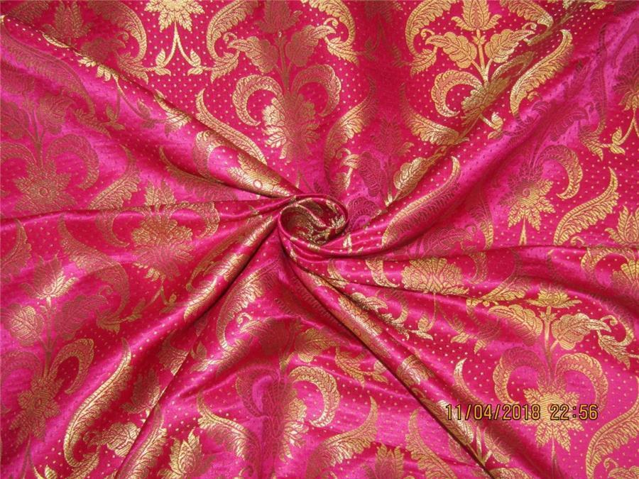 Brocade fabric hot pink x metallic gold 44 inches