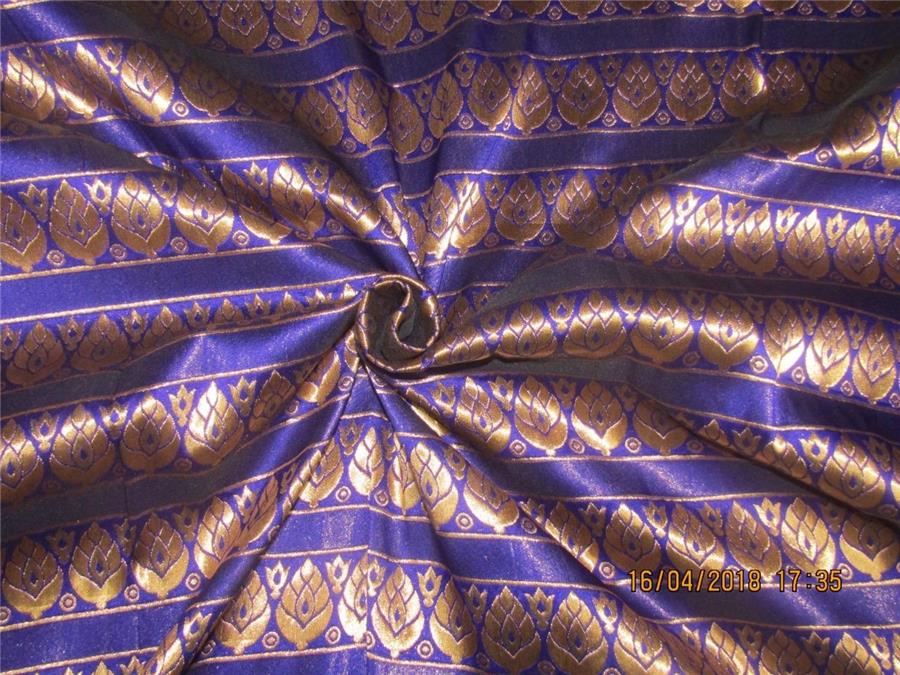 Brocade fabric ink blue x metallic gold Color 62&quot;
