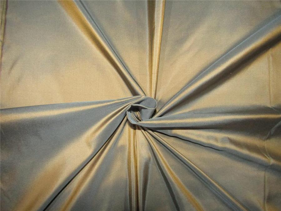 100% Pure silk taffeta fabric iridescent golden brown x slate blue 54&quot; wide*TAF297[3]