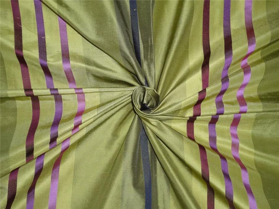 100% silk dupion olive w/pink and purple satin stripe DUPSS2[3]