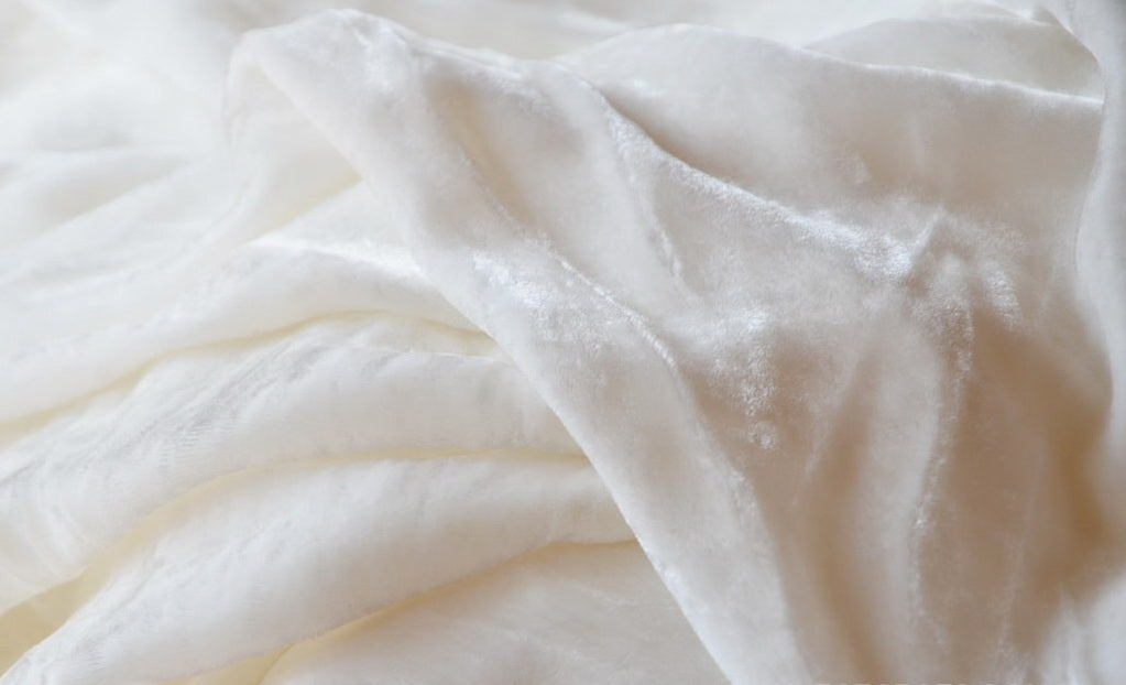100% Plush Silk White Velvet Fabric 44" wide