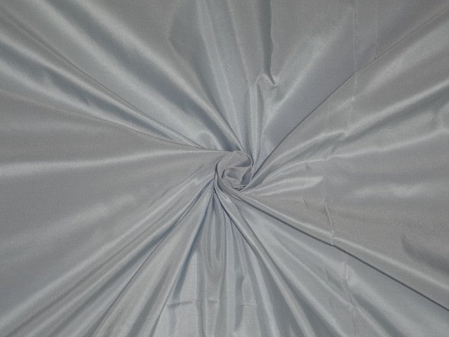 100% Pure SILK TAFFETA FABRIC White Blue 54&quot; wide