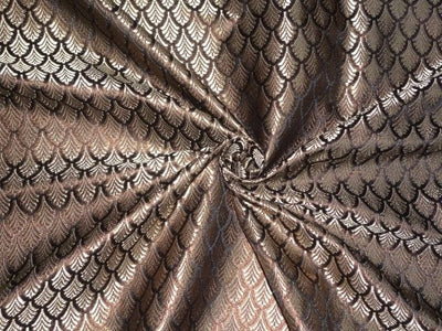 Silk Brocade Fabric Black,Golden Brown &amp; Light Gold Color 44" wide BRO307[2]