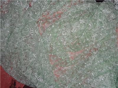 Embroidered pastel green net fabric