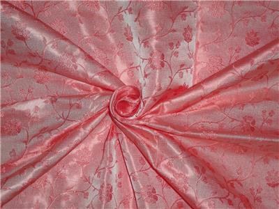 Silk brocade fabric coral floral color 44" wide BRO535[3]