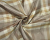 100%silk taffeta fabric Plaids Taupe / brown and cream TAF#C62[3] 54&quot; wide