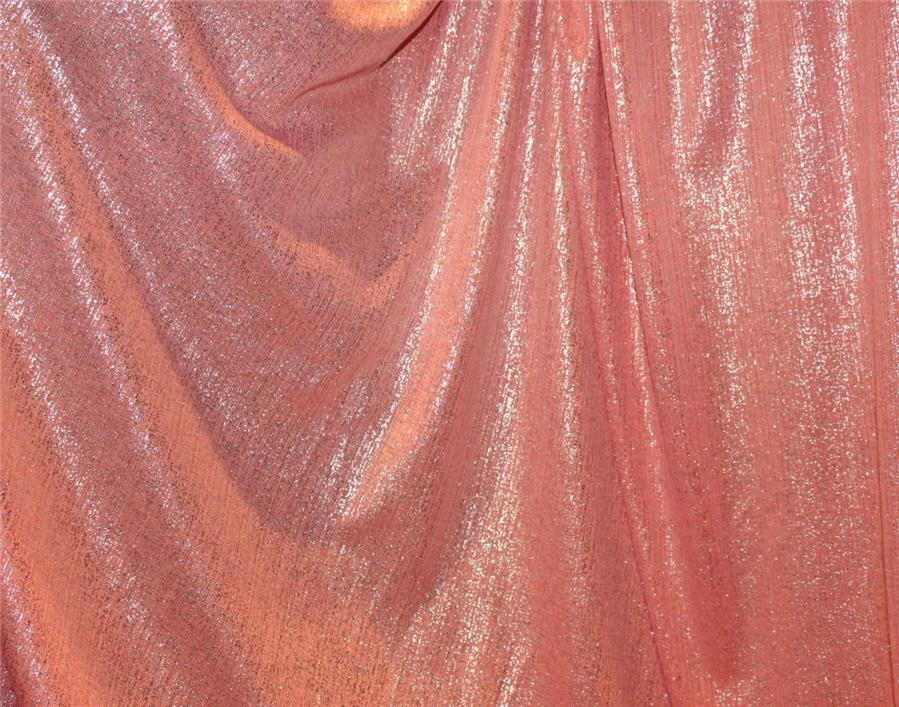 Peachy Pink shimmer silver Lycra lurex fabric ~ 58&quot; wide.