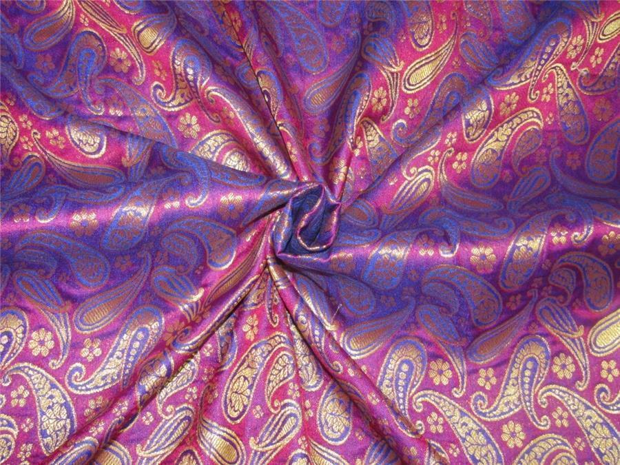 Brocade fabric Purple x metallic Gold Color 44&quot;BRO596[3]