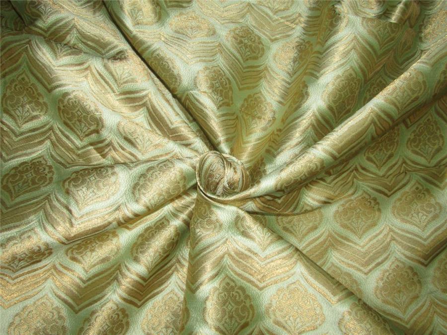 Brocade fabric Mint green x metallic gold color 60&quot; wide