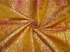 Heavy Silk Brocade Fabric pink golden yellow x Metallic Gold color 36&quot;