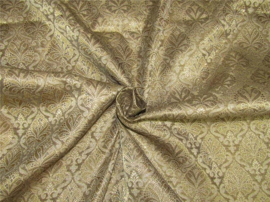 Brocade fabric brown x metallic gold color 44&quot; wide Bro624[4]