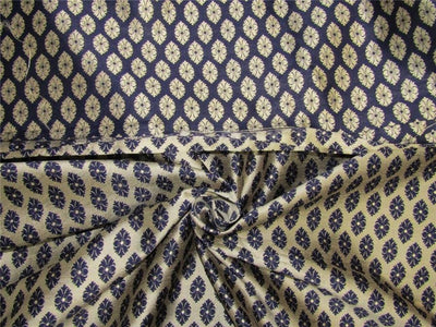 Reversible Brocade fabric navy x antique gold color 44&quot; wide