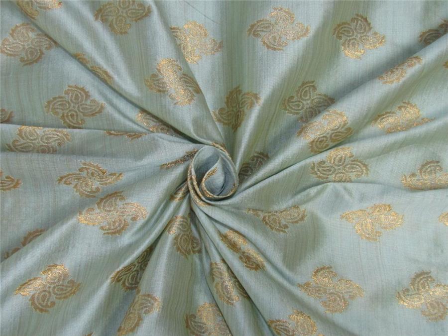 Brocade fabric blue X metallic gold color 44" wide BRO601[3]