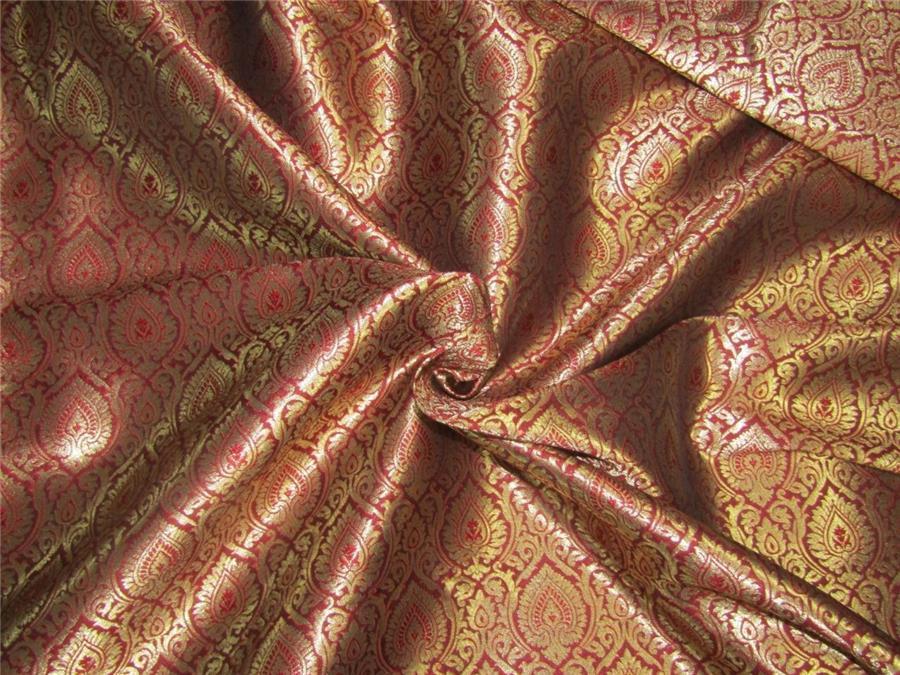 Brocade fabric maroon x metallic gold color 44&quot;wide Bro640[1]
