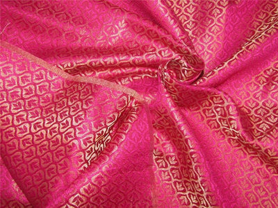 Reversible Brocade fabric Bright pink X gold color 44&quot;