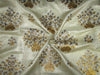 Brocade fabric cream/metallic gold with blue embroidery color 44&quot;wide