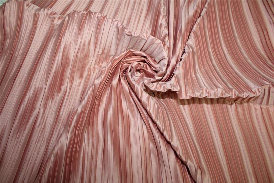 Onion Pink color satin pleated fabric ~ 58&quot; wide