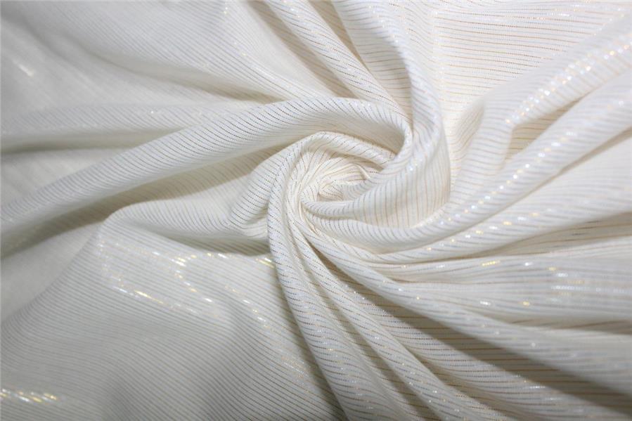 White heavy cotton fabric gold x silver color pin stripe lurex weave 44&quot; wide