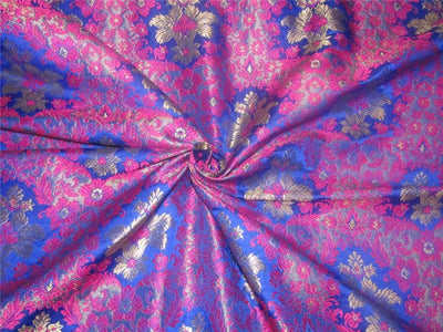 Heavy Brocade fabric royal blue ,pink x metallic gold color BRO595[3]