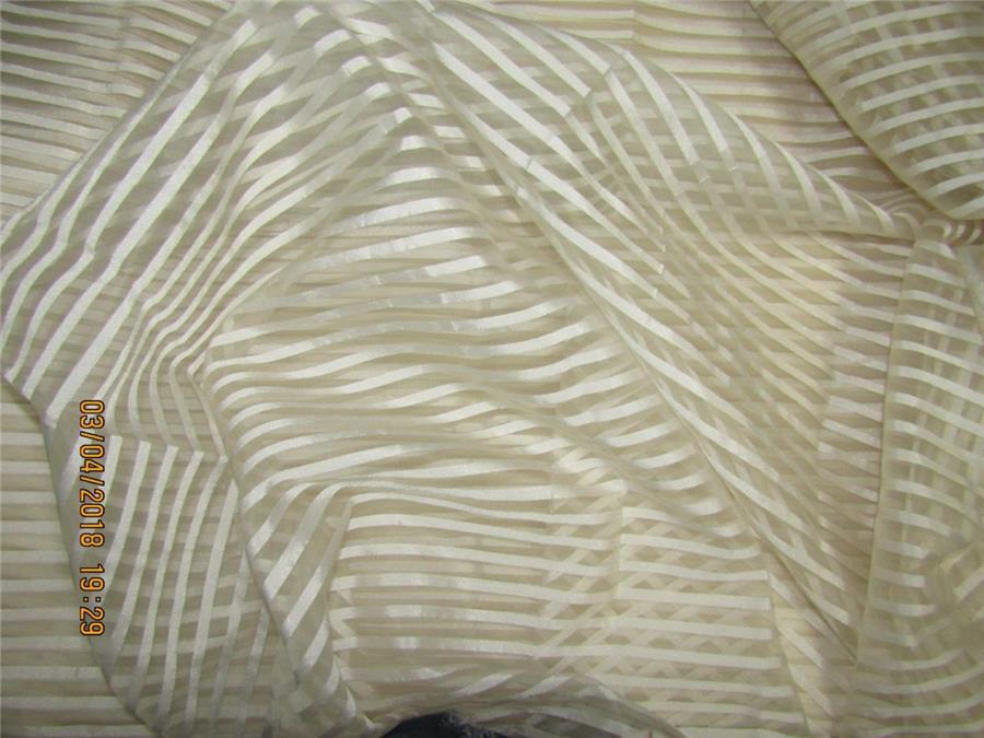 silk organza stripe natural ivory color 44&quot;width