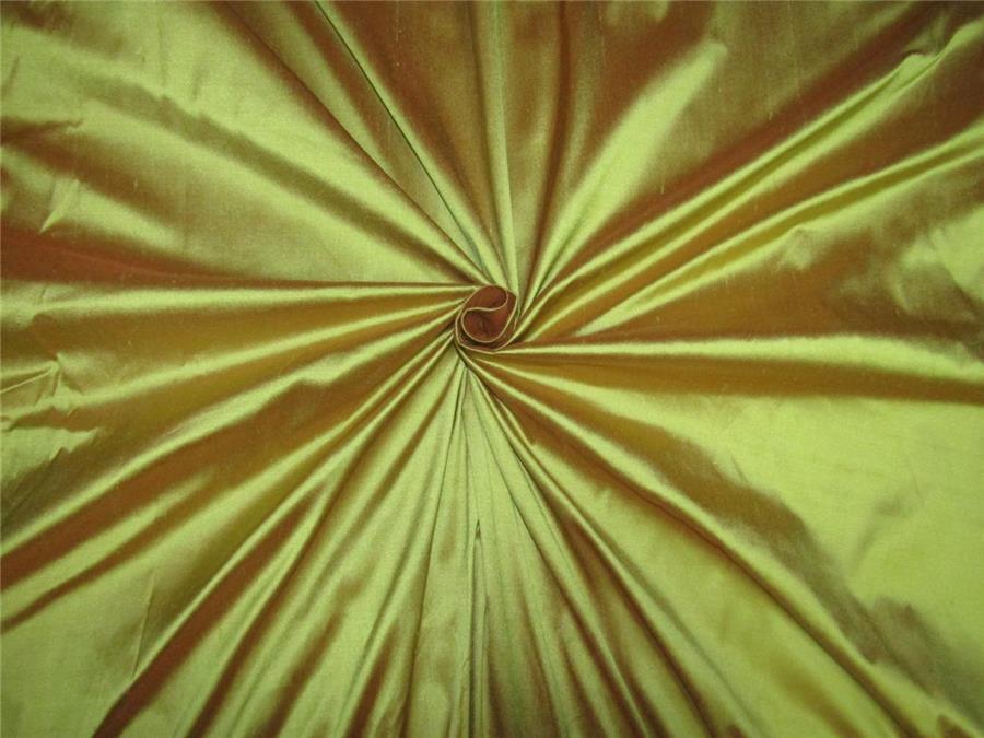 100% Silk Dupion fabric iridescent lime green x orange color 54" wide DUP258[1]