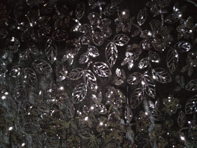 Black VELVET LYCRA Fabric with black color SEQUENCE 58" Wide [10164]