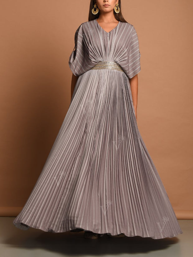 grey color Polyester Pleated Fabric ~ 58" Wide grey color Polyester Pleated Fabric ~ 58" Wide