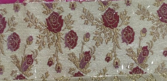 Brocade jacquard fabric 44" wide available in three designs BRO842[2,3,4] LIGHT GOLD,DARK GOLD,GOLD AND PINK ROSE MOTIF