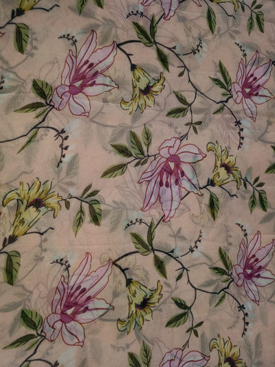 Silk Chiffon Digital Floral Print fabric 60gms 44" wide available in two colors