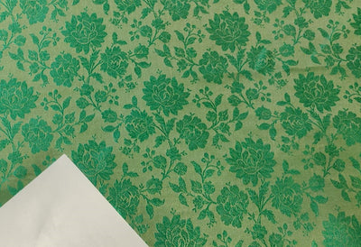 Silk Brocade fabric 44" wide BRO861 available in 2 colors floral jacquard in green and slate blue