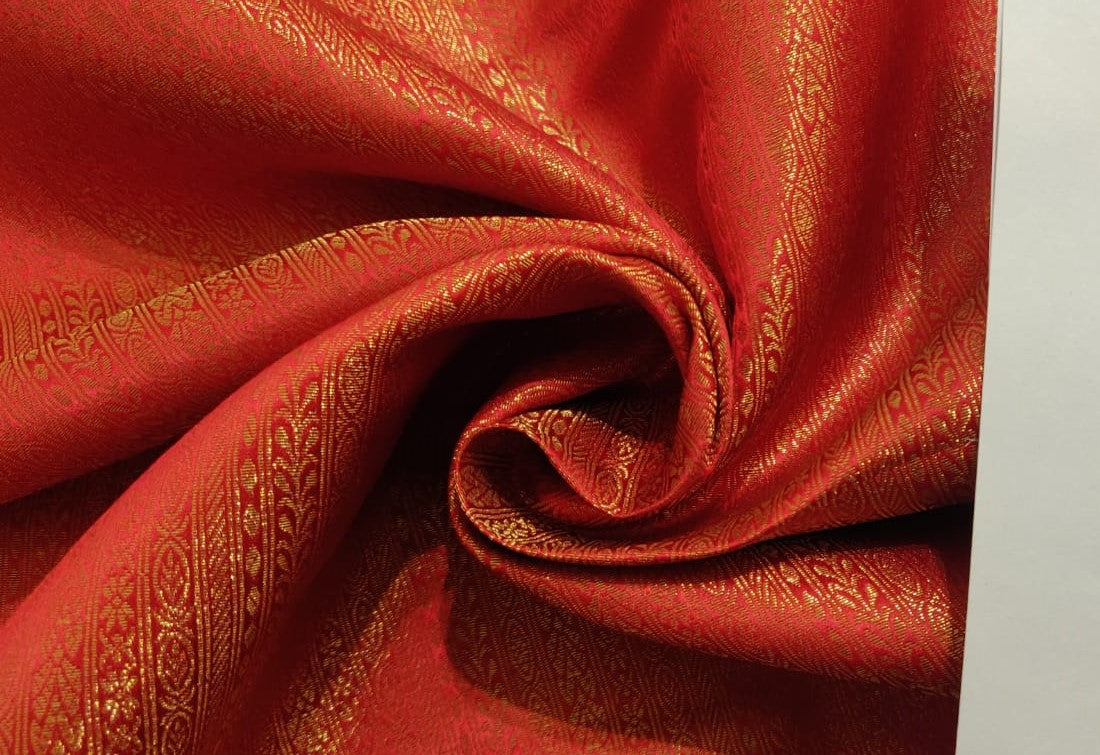 Silk Brocade fabric 44" wide BRO863 available in 3 colours [GREEN ,RED , NAVY]