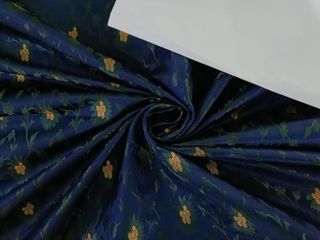 Silk Brocade fabric 44" wide BRO860 available in 3 colours [NAVY, YELLOW, ROYAL BLUE]