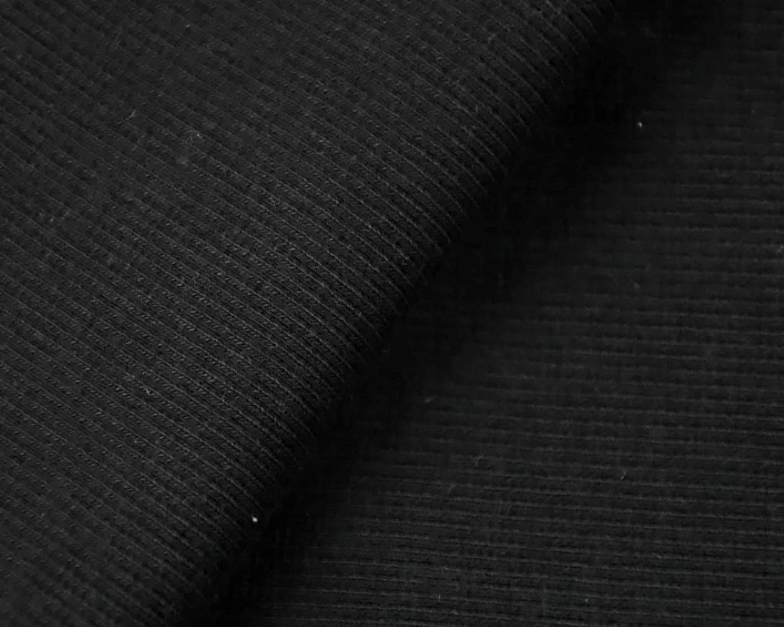 Cotton Jersey 2x 1 Ribbed knitted Black ~ 21&quot; wide