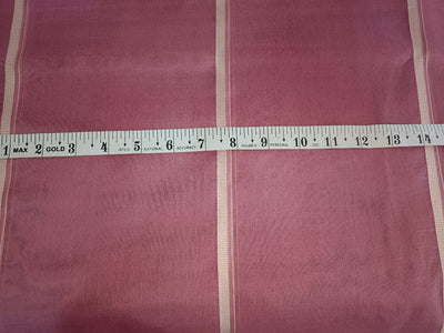 100% silk organza mauve color jacquard stripes fabric 54" wide [12134]