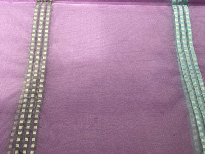 100% silk organza lavender jacquard stripes fabric 54" wide [12134]
