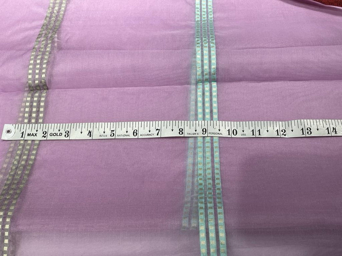 100% silk organza lavender jacquard stripes fabric 54" wide [12134]