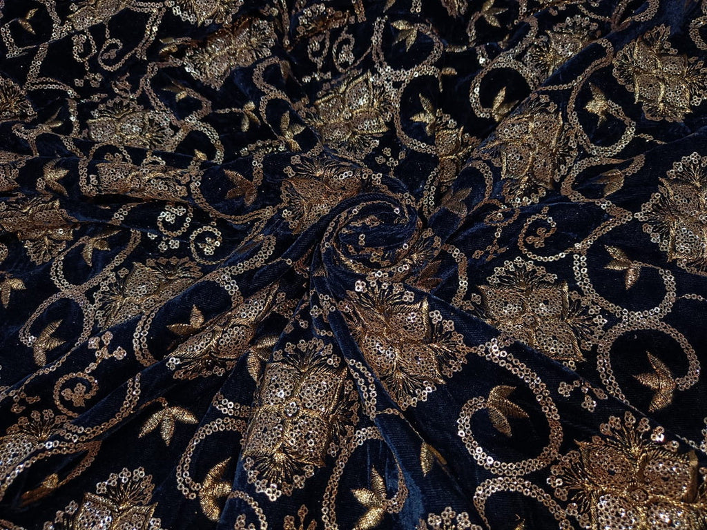Navy Blue Stretch Silky Velvet Fabric, Dark Blue Velvet Fabric by the Yard,  Limited edition fabric