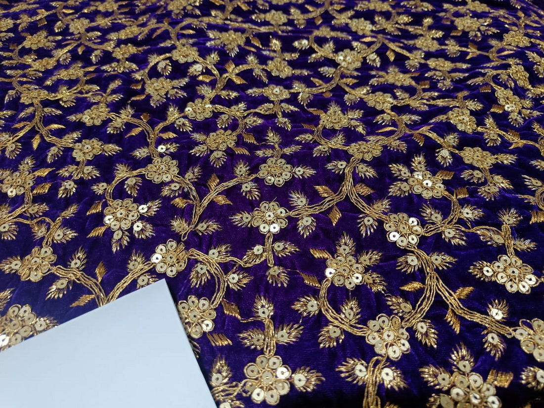 Embroidered  Micro Velvet Fabric 44" wide sold by the yard  Available in four colors