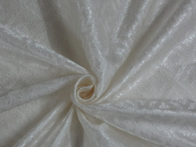 SILK BROCADE FABRIC Ivory WHITE 44" wide BRO210[2]