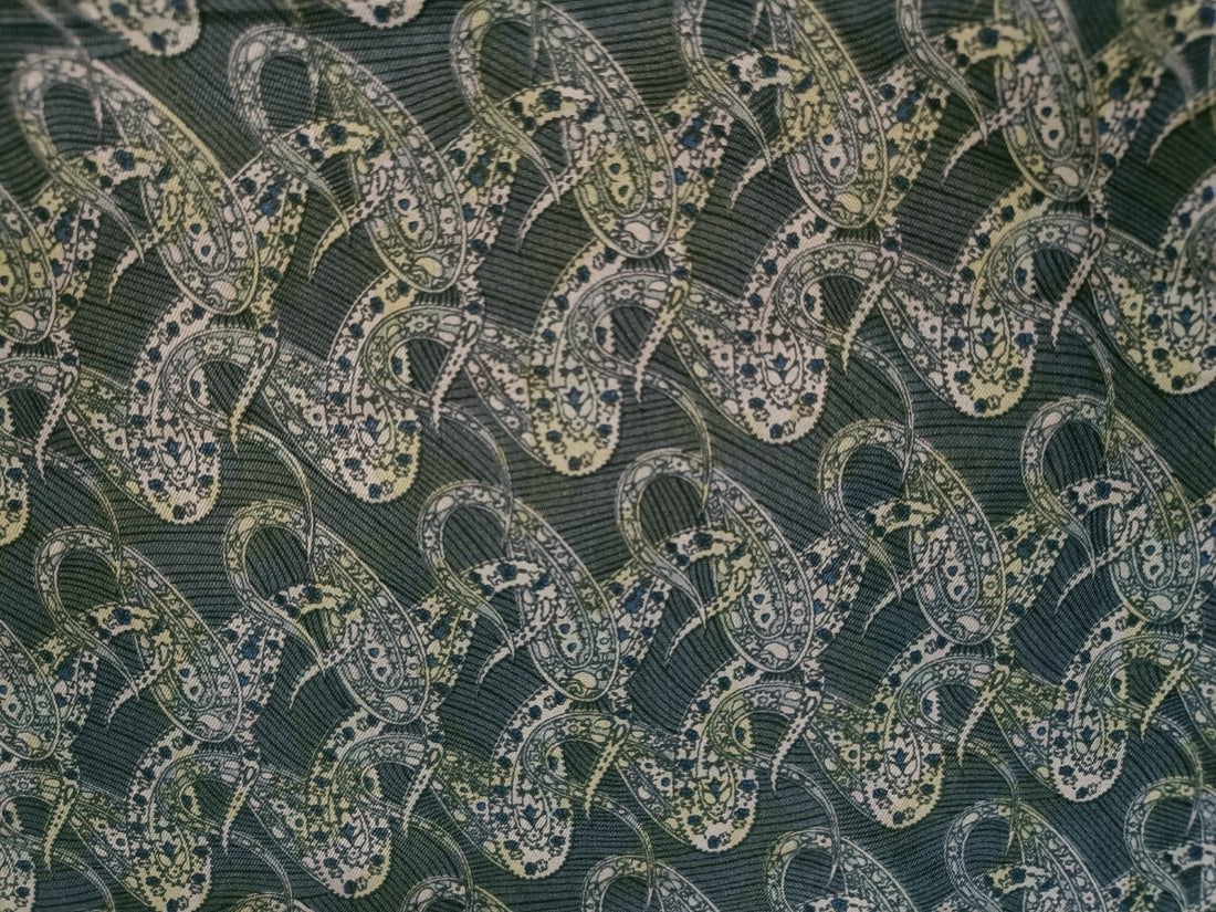 100% silk twill printed fabric- 44&quot;single length 2.20 yds paisleys available in 5 designs
