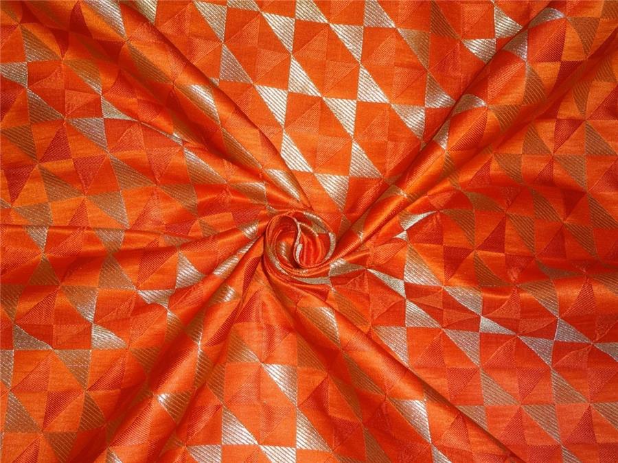 HEAVY BROCADE ORANGE X METALLIC GOLD COLOR 44&quot;INCH